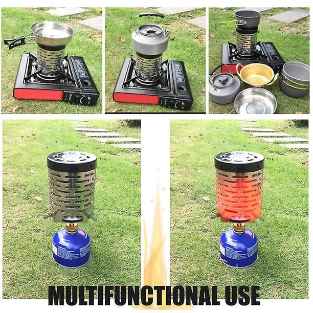Chauffage Gaz Camping – Couvercle Adaptateur Pour Réchaud – Acier Inoxydable – Poignée Et Sac De Rangement – Portable Et Rapide