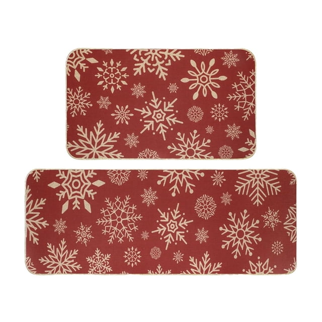 Christmas Kitchen Mat Set, Holiday Floor Mat Set, Oil and Stain Resistant, Durable Indoor Door Mat for Kitchen, Living Room and Entryway