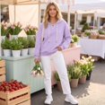 thumbnail image 6 of Women's Lace Up Hoodie, Long Sleeve Pullover Hooded Sweatshirt with Kangaroo Pocket for Casual Everyday Wear, 6 of 8