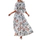 thumbnail image 5 of VISgogo Vestido largo de playa con temperamento para mujer, falda dividida con cinturón y cuello en V de manga tres cuartos con estampado floral de estilo informal de verano para mujer VISgogo moda, 5 of 6
