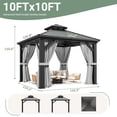 thumbnail image 5 of NETAJE 10x10 FT Hardtop Gazebo, Heavy Duty Gazebo with Aluminum Frame, Galvanized Steel Double Roof & Mosquito Net for Garden, Patio, Grey, 5 of 7