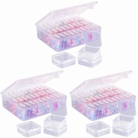 3X Bead Organizer Box, A Large Transparent Box with 30PCS Small Clear Plastic Storage Containers,Portable Craft Box