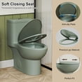 thumbnail image 6 of One-Piece Toilet,Powerful & Quiet Dual Flush Modern Toilet with Comfort Chair Seat,1.1/1.6 GPF,Green, 6 of 9