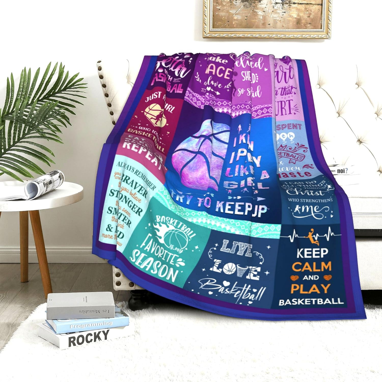 Basketball Gifts Blanket for Girls Women Ultra Soft Flannel Basketball Throw Blanket Merch Sport Basketball Gifts for Basketball Team Lovers Stuff 80"x60"