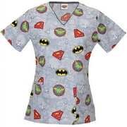 Women's Fashion Collection Super Heroes V-Neck Scrub Top