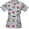 Women's Fashion Collection Super Heroes V-Neck Scrub Top