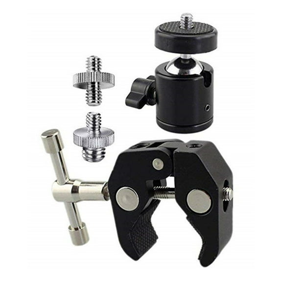 Clamp Mount Mini Ball Head 1/4"-20 For DSLR Camera Tripod Monitor