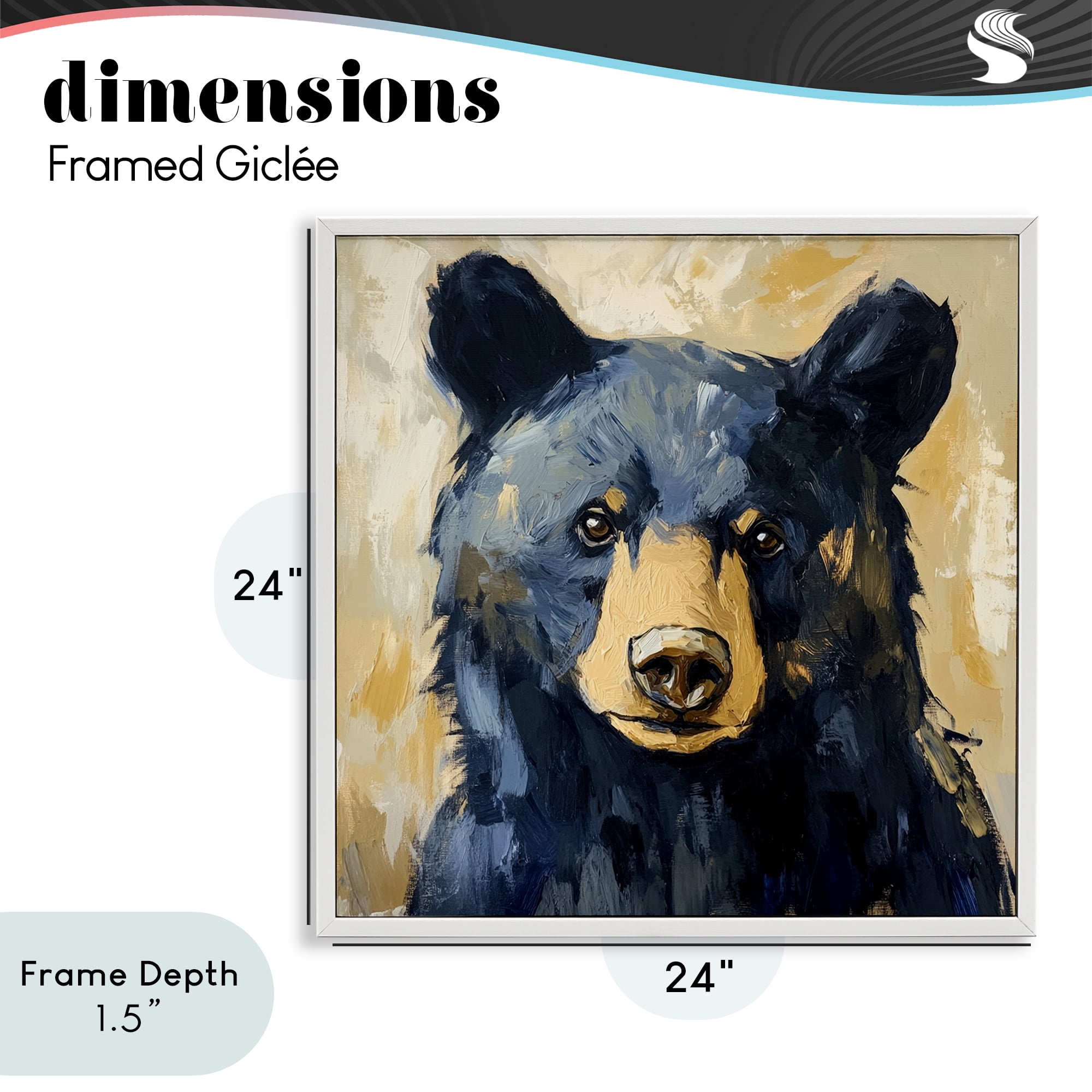 Stupell Industries Big Bear with Brushstrokes White Framed Giclee Art, design by Petal Prints Design