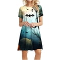 thumbnail image 1 of Vestidos estampados de playa con cuello redondo y manga corta informales de moda de verano para mujer Pompotops ghjkhdj14074, 1 of 9