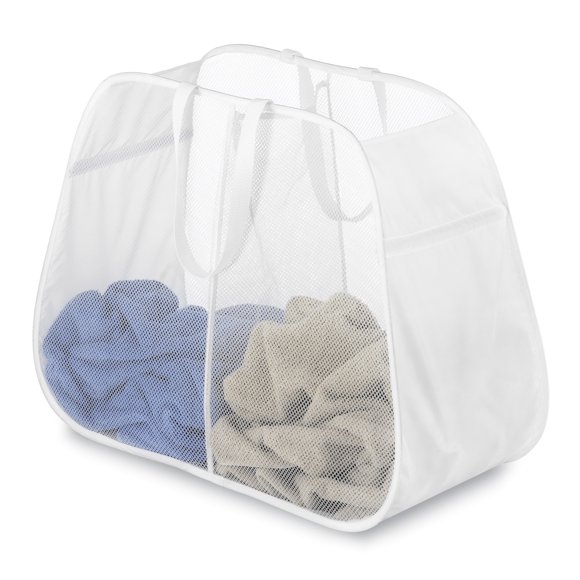 Cesto de ropa Whitmor Pop & Fold doble de 2 secciones
