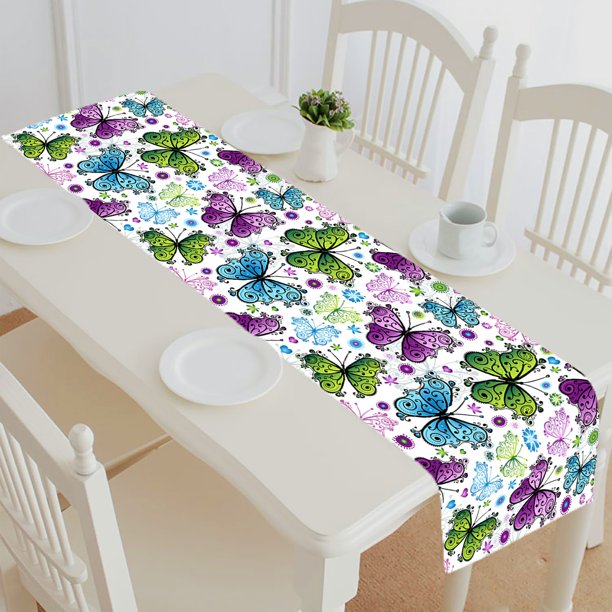 ABPHQTO Spring Bright Colorful Butterflies Table Runner Placemat