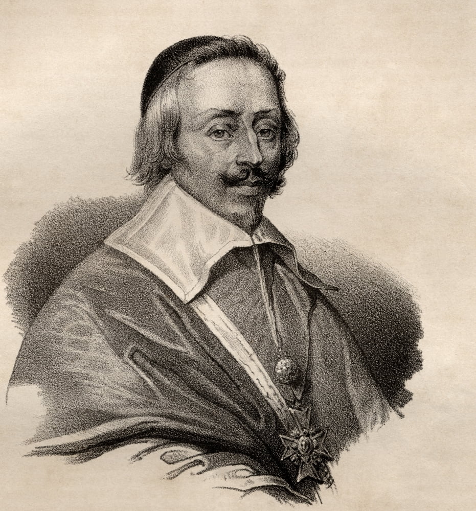 Jean-Armand Du Plessis French Cardinal And Duke Of Richelieu Aka The Red Eminence 1585-1642 Politician And Prime Minister Of France 1624-1642 19Th Century Lithograph By Em Baerentzen & CoFrom The Book