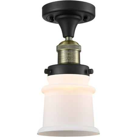 

Black Antique Brass Tone Semi Flush 6 Wide Matte White Glass Steel/Cast Brass Medium Base 1 Light Fixture