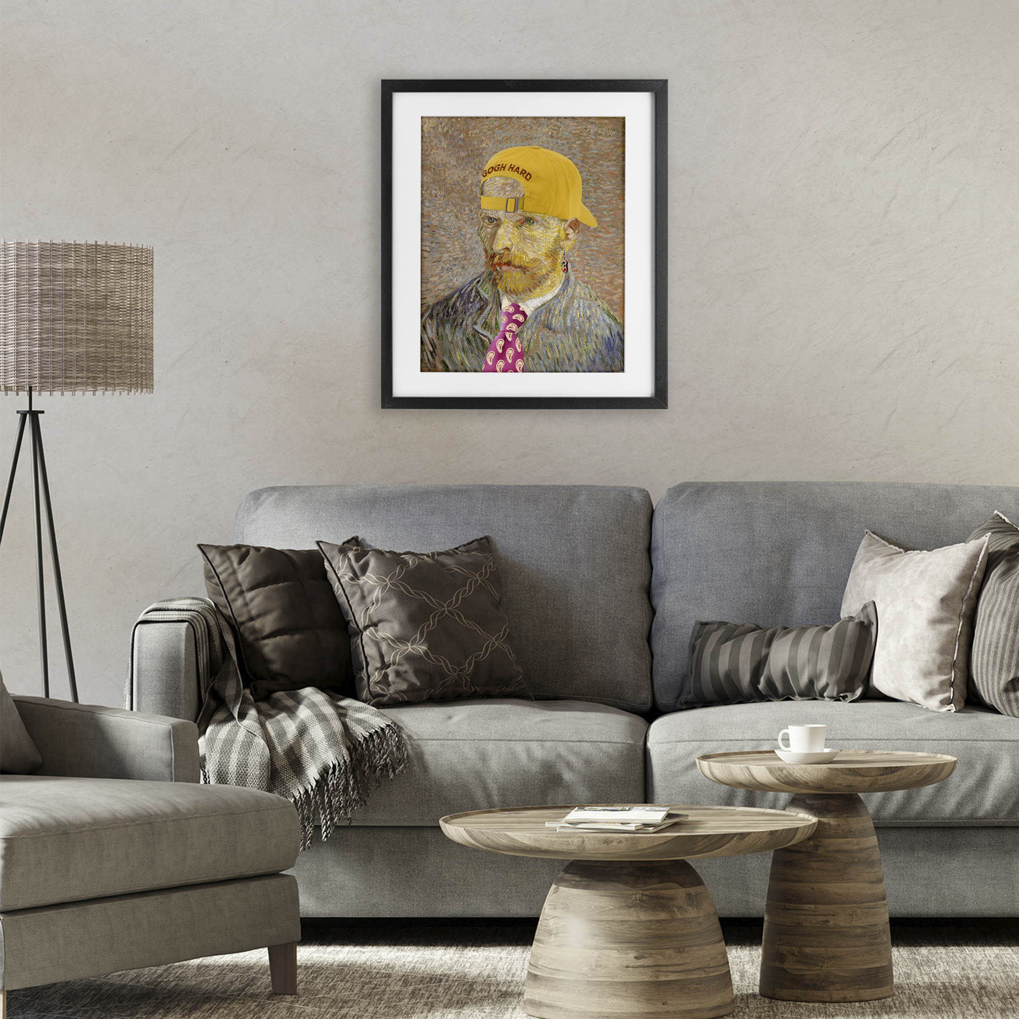 Van Gogh in Yellow hat Black Framed Print Under Glass, design by Masters Redux