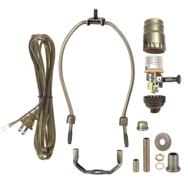 B&P Lamp Antique Brass Table Lamp Wiring Kit With Fullrange dimmer Socket