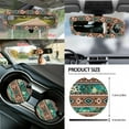 thumbnail image 5 of Renewold Car Seat Covers Full Set 14 PCS, with Steering Wheel Seat Belt Pads Coasters Waste Bin Armrest Pad Cup Holders Rearview Mirror Handbrake Cover Set, American Tribal Leopard Print Brown Teal, 5 of 7