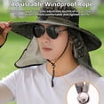 thumbnail image 2 of Outdoor Fisherman Hat with Face Cover and Neck Flap, Wide Brim Sun Hat with Breathable Mesh, Adjustable Strap, Foldable Safari Hat for Fishing, Hiking, Camping, 2 of 6
