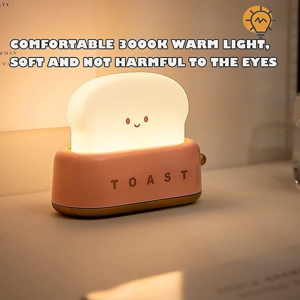 Taian Led Toast Bread Night Light, Cute Night Light Usb Recargable Y Temporizador Nightlight Funny Kawaii Dormitorio portátil Junto a la cama Lámpara para dormir Dorm Bedroo ShuxiuWang 8390605515446