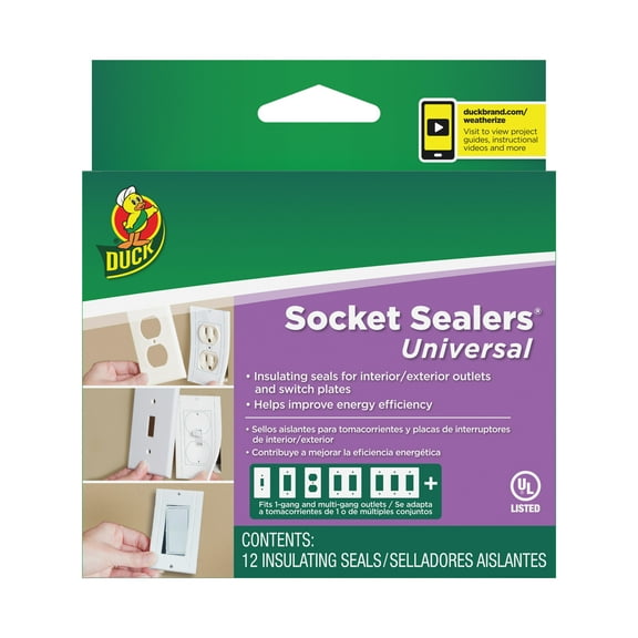 Duck Brand Socket Sealers Universal Foam Weather Stripping, 2.5 in x 4.31 in., 12 pack