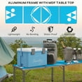 thumbnail image 4 of 8 Foot Portable Beer Pong Table,  Folding Pong Table with Adjustable Legs, Foldable Camping Table Aluminum Picnic Table for Party, Travel, BBQ, Beach, Blue, 4 of 7