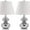 Silver, variant on SAFAVIEH Eva 24 in. Orange Glass Table Lamp with Off-White Cotton Shade, Set of 2