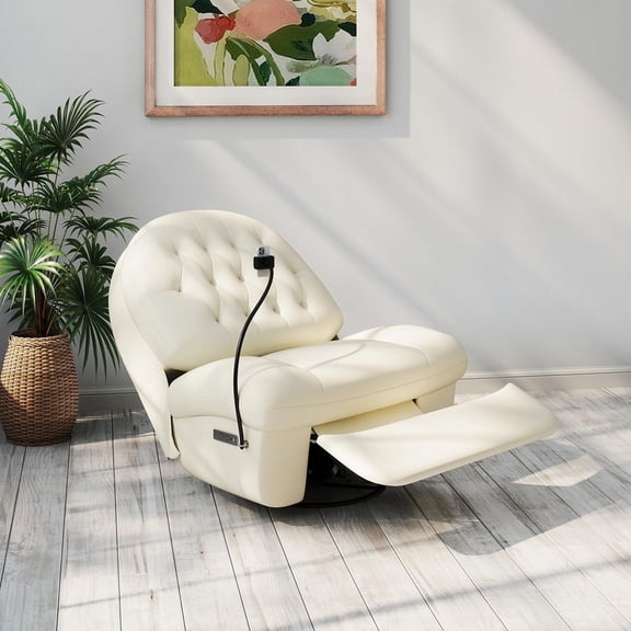 Oversized Electric Swivel Recliner Chair, 270° Rotation Rocker Single Sofa with USB Charging Ports & Phone Holder for Living Room Bedroom
