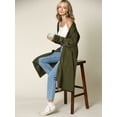 thumbnail image 5 of Made by Johnny Women's Casual Cozy Braided Open Front Long Pocket Cardigan Sweater L OLIVE, 5 of 6