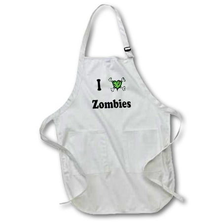 

3dRose I love zombies - Full Length Apron 22 by 30-inch Black With Pockets