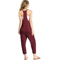 thumbnail image 2 of Wasabi & Mint Women's Comfy Lounge Cropped Jumpsuit  (Wine, Large), 2 of 4