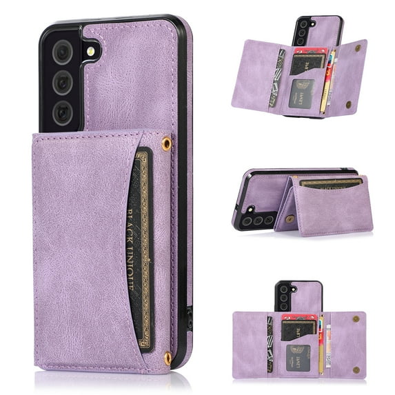 Galaxy S22 Plus/S22+ Case with Card Slots, Allytech Back Flip Wallet Cover Premium PU Leather Impact Resistant Hands-Free Kickstand Case for Samsung Galaxy S22 Plus/S22+ 5G 6.6" 2022 Released, Purple