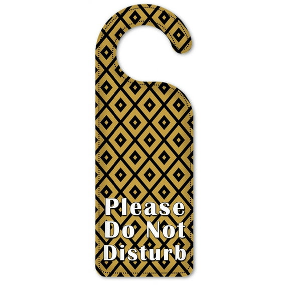 Do Not Disturb Door Knob Hanger Sign - Black & Gold Triangles