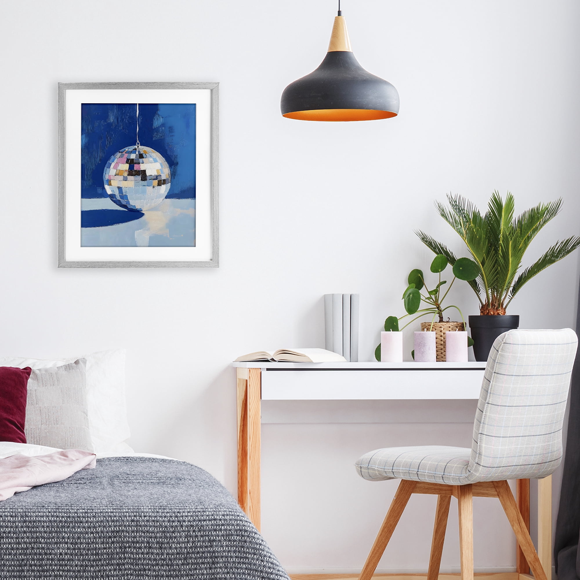 Stupell Industries Silver Dance Disco Ball Gray Framed Print Under Glass, design by The Prints Vibe