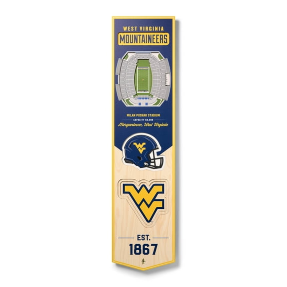 West Virginia Mountaineers 8'' x 32'' 3D StadiumView Banner