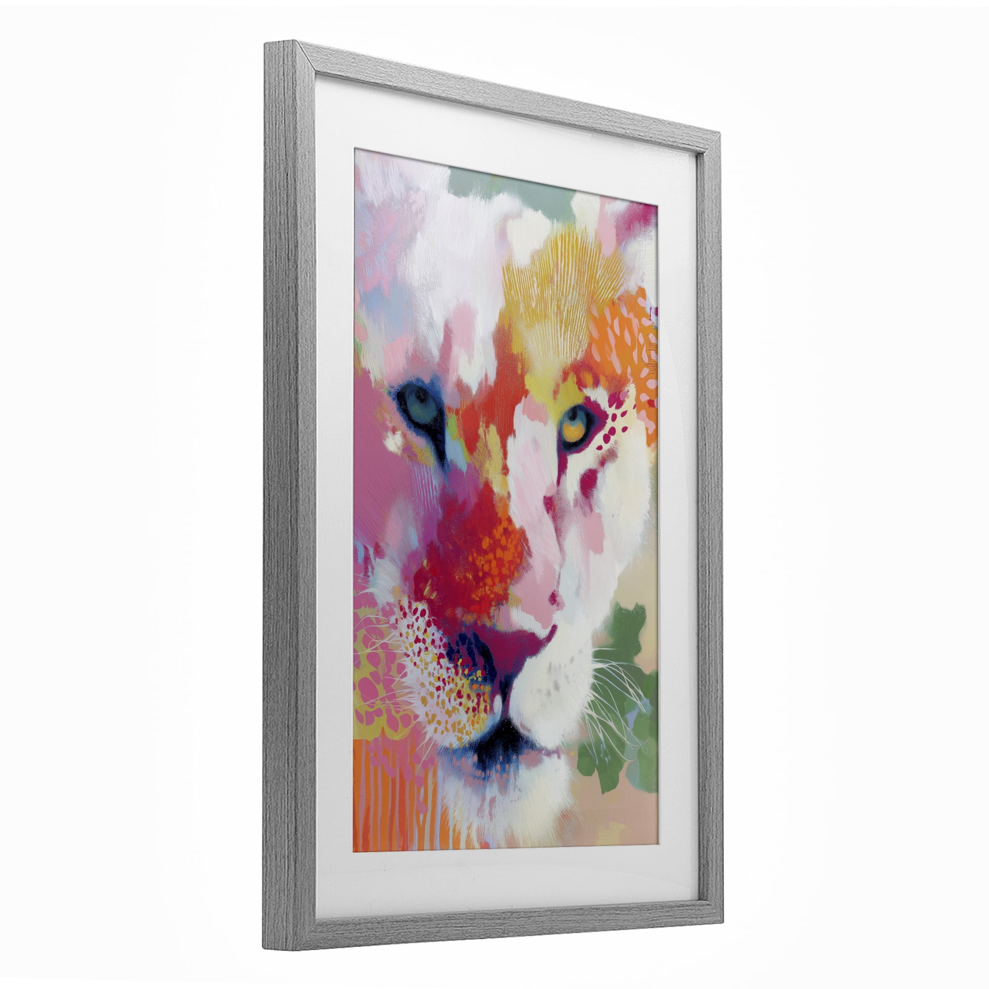 Stupell Industries Lion Eyes with Intense Gaze Gray Framed Print Under Glass, design by Chromatic Storm Studio