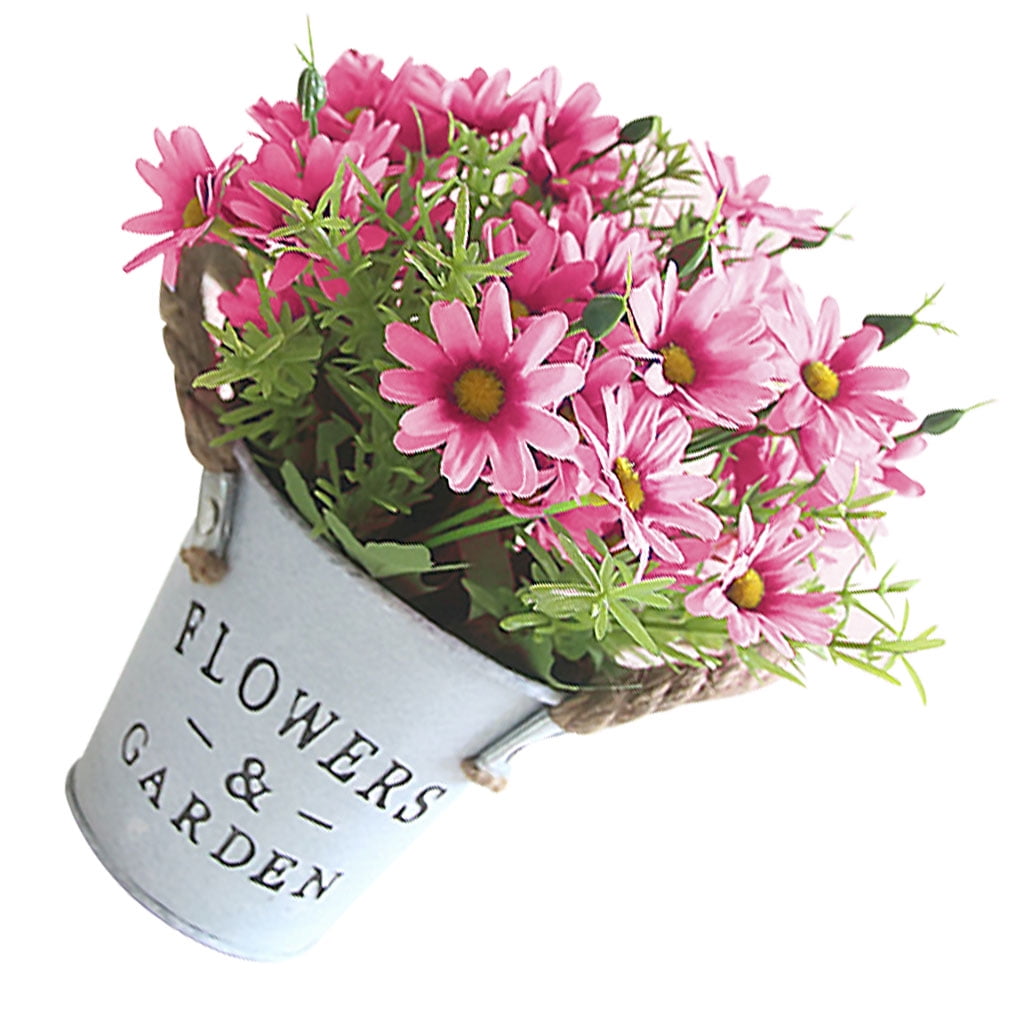 Worallymy Artificial Flower Pot Home Office Desktop Vintage Style Fake