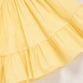 thumbnail image 6 of ZEHJUHAN Toddler Girls' Solid Color Bubble Sleeve A-Line Dress With Hand-Crocheted 3D Flower, Summer Tie Back Sundress for Vacation & Holidays, Yellow，2Y, 6 of 7