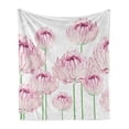 thumbnail image 1 of Floral Soft Flannel Fleece Throw Blanket, Romantic Watercolor with Tender Peony Flowers in Bloom Botanical Theme, Cozy Plush for Indoor and Outdoor Use, 60" x 80", Pale Pink and Green, by Ambesonne, 1 of 6