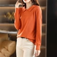 thumbnail image 6 of Comdrip Womens Knit Sweater, Warm Sweaters for Women V Neck Classic Soft Pullover Sweater Loose Casual Long Sleeve 2025 Fall Winter Work Sweaters for Women office orange XL, 6 of 9