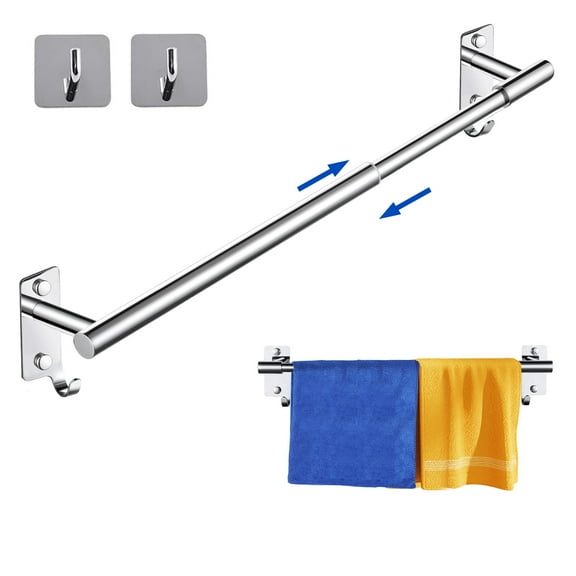 YDmeet Extendable Towel Rack Wall Mounted 304 Stainless Steel Chrome, Adjustable 14.5-23.6 inch for Bathroom