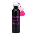 thumbnail image 1 of Botella de agua para deportes al aire libre con asa, taza de acero inoxidable de una sola capa de 800 ml con bola de pelo y borla, 1 of 5
