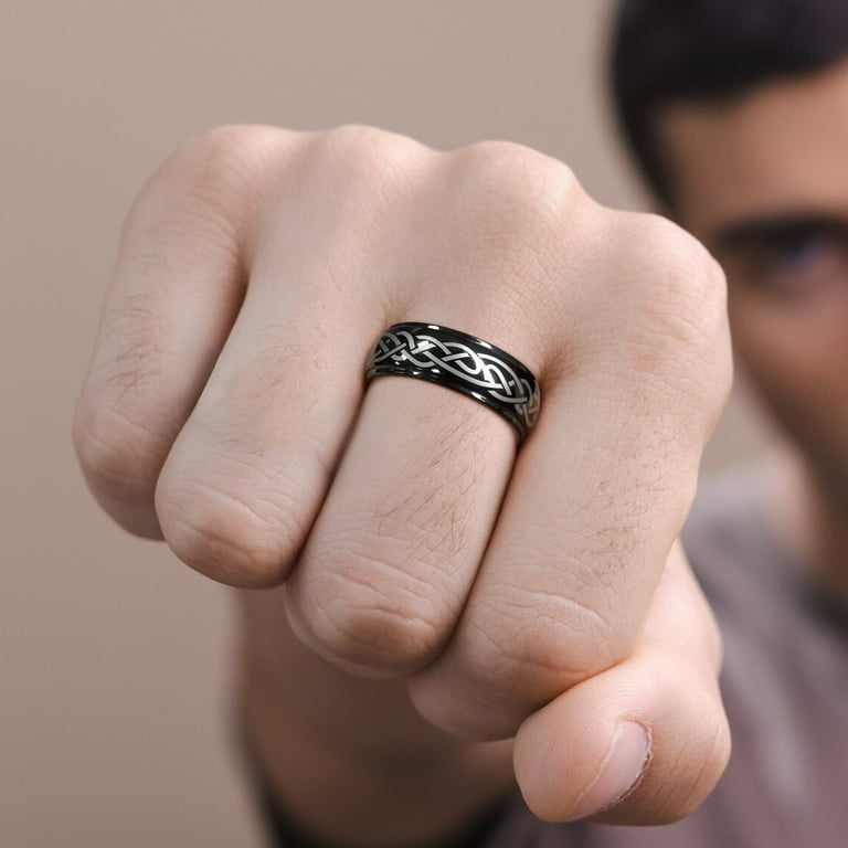 Jewmon Tungsten Wedding Band for Men 8mm Shining Celtic Knot