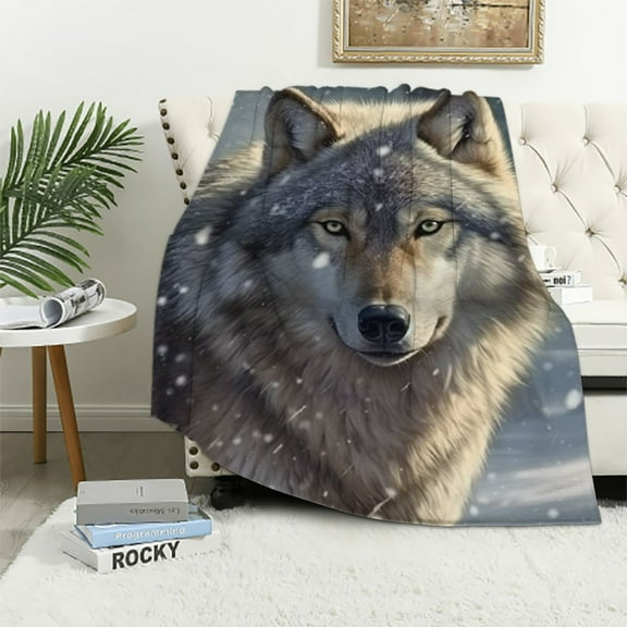 BCIIG Lone Wolf Fleece Blanket for Bed Wolf Fleece Throw Blanket for Women, Men and Kids Super Soft Plush Wolf Blanket Throw, Animal Print Blanket, Blanket for Kids 40x50in
