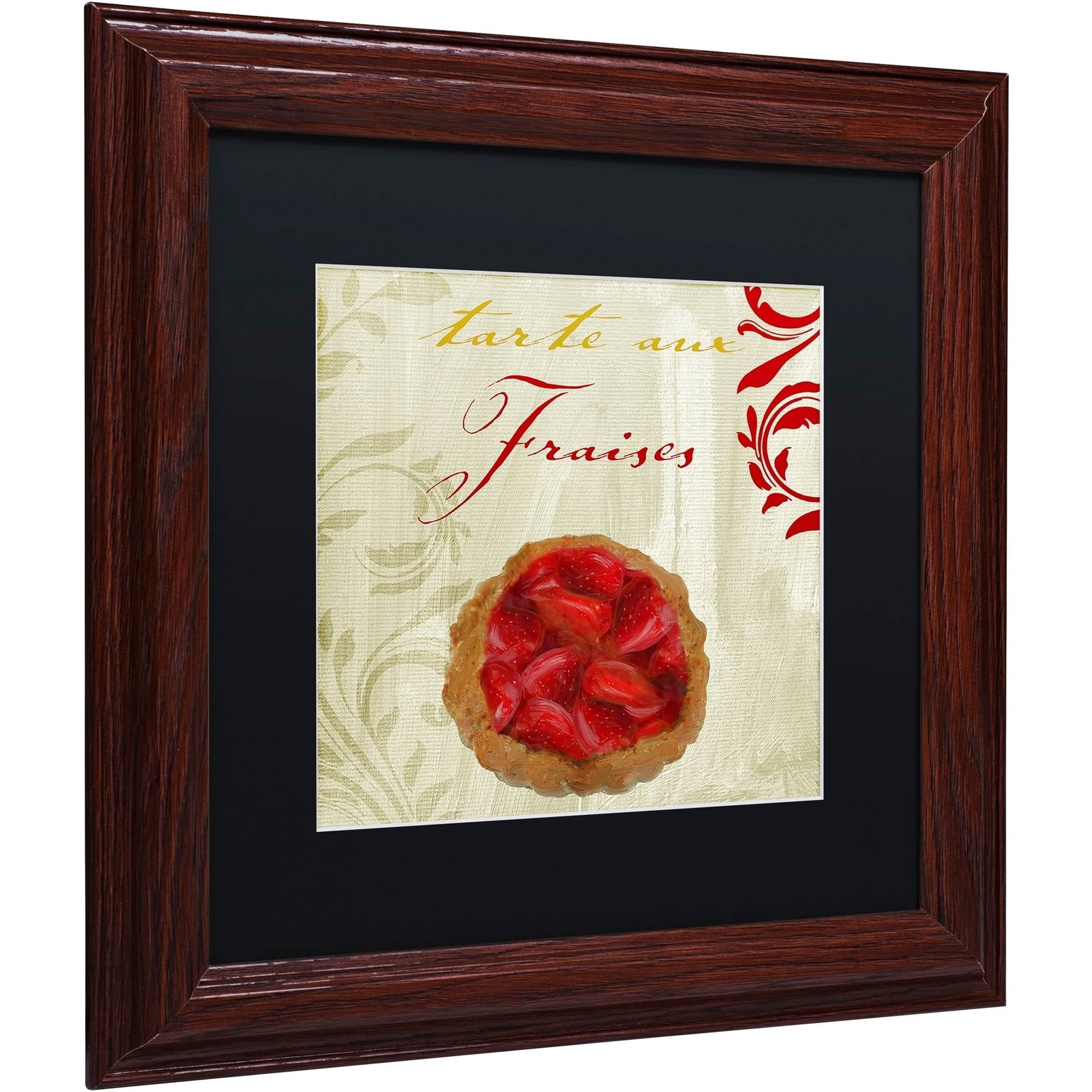 Trademark Fine Art "Tartes Francais, Strawberry" Canvas Art by Color Bakery Black Matte, Wood Frame