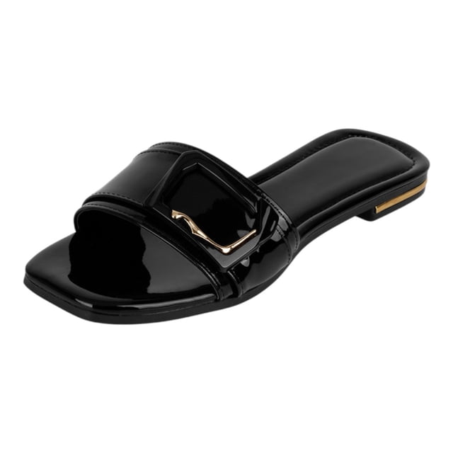 Sandalias de piso Exterior Charol Color Negro Para Mujer De RBBASICS