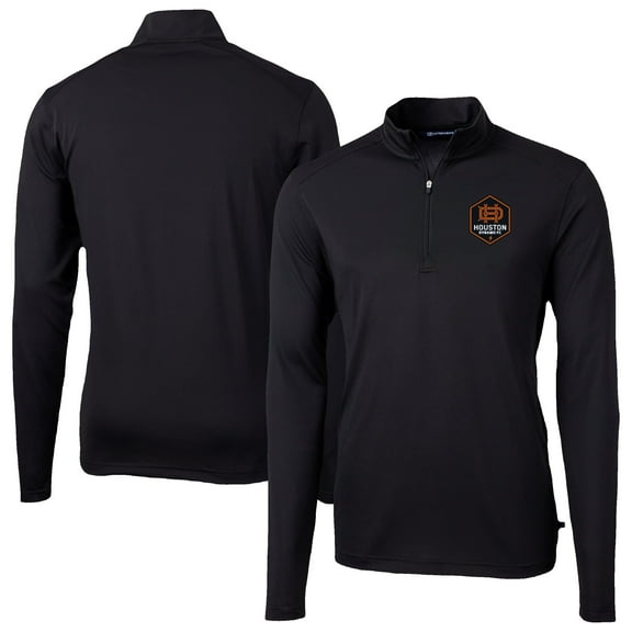 Men's-Cutter & Buck  Black Houston Dynamo FC Big & Tall Virtue Eco Pique Recycled Quarter-Zip Pullover Top