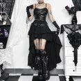 thumbnail image 4 of Gtoiithly Women's Elegant Pleated Topskirt With Asymmetric For Solid A Line Short Skirt With Ruched Detailing And Flowy Style D-Black S, 4 of 6