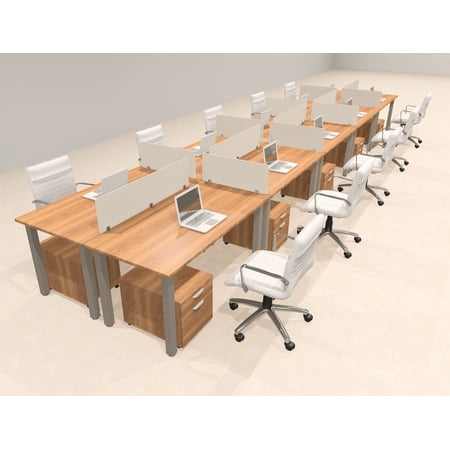 10 Person Modern Metal Leg Office Workstation Desk Set, #OT-SUL-FPM86