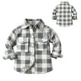 thumbnail image 2 of Rovga Kids Boys Tops Toddler Flannel Shirt Jacket Plaid Long Sleeve Lapel Button Down Shacket Baby Pockets Shirt Top Coat Outwear Fashion Child Clothes Grey 5-6 Years, 2 of 9