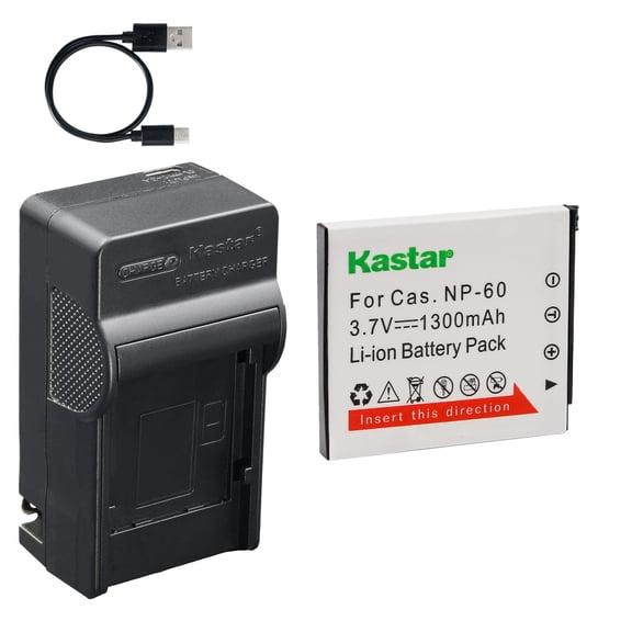 Kastar 1-Pack Battery and AC & USB-C Charger, Compatible with NP-60 Camera, for Casio Exilim EX-Z80 EX-Z85 EX-Z90 EX-Z29 EX-Z19 EX-Z9 EX-S10 EX-S12 EX-FS10 and EX-Z Series Models