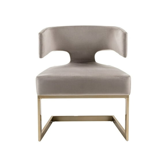 Modrest Calvo Modern Off-White Velvet & Brass Dining Chair